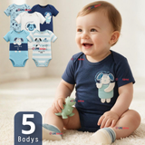 Pack 5 Bodys Manga Corta %100 Algodón Tedmimak Niño Playful Pups