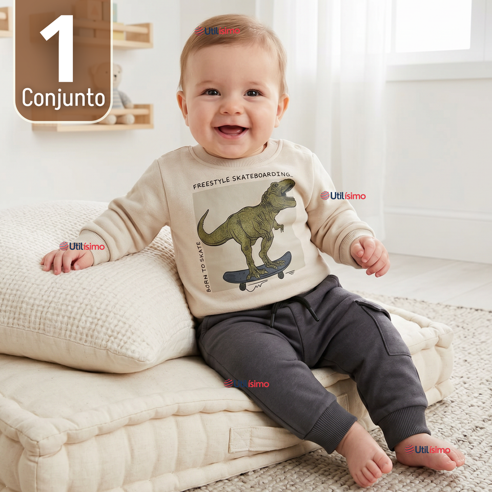 Conjunto Buzo Polerón 2 Piezas Bebé Niño Dino Street