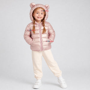 Parka Bebé Niña Rosada Térmica Acolchada Con Orejitas Beautiful Pink