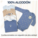 Pack 5 Bodys Bebé Niño Manga Larga Tedmimak 100% Algodón