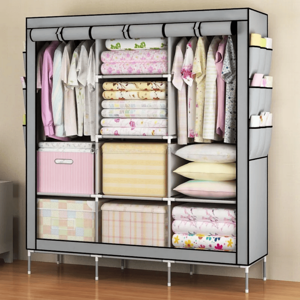 Práctico Armario Closet Ropero Portátil De Tela Color Grey