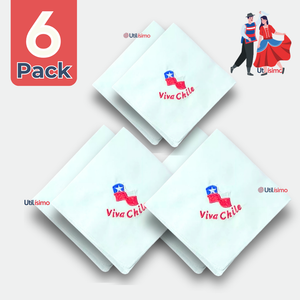 Pack 6 Pañuelos Baile Cueca 36 CM Bordado Viva Chile Baile Fiestas Patrias