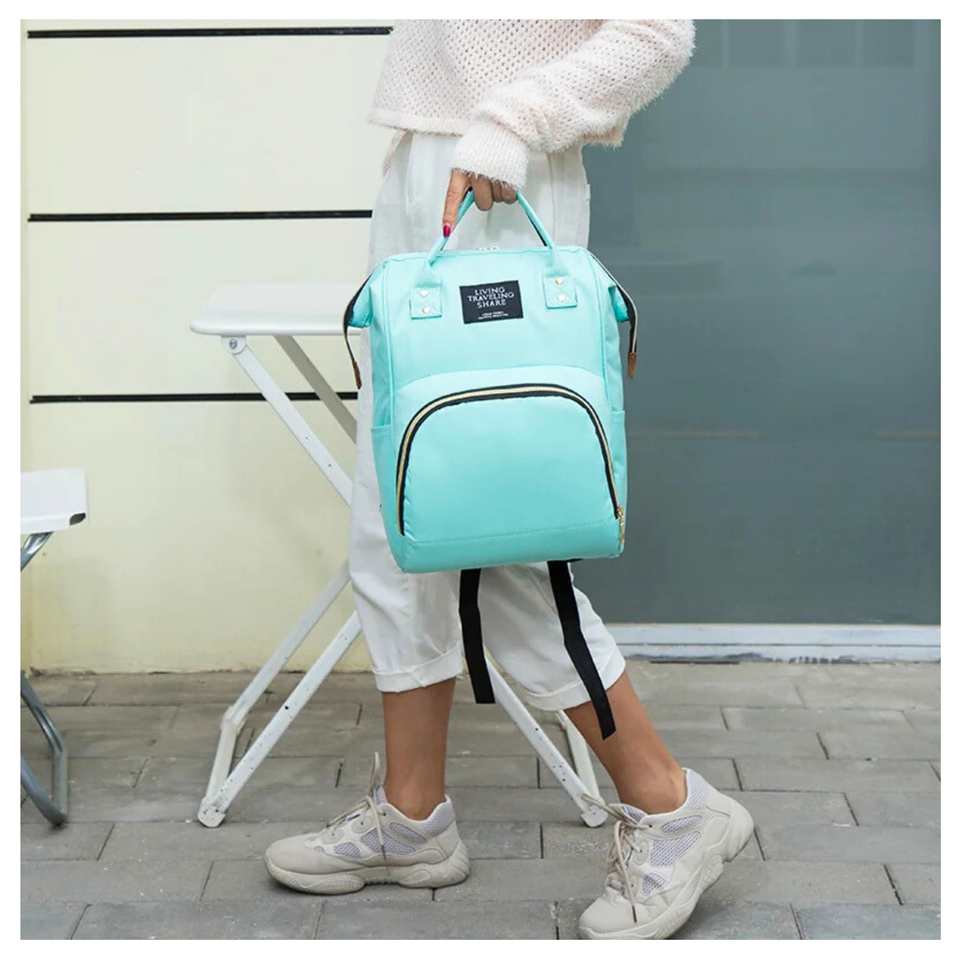 Mochila Maternal Bolso Pañalera Nylon Bebé Diseño Unicolor Térmica e Impermeable