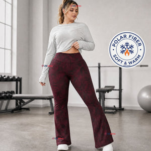 Calza Polar Con Chiporro Palazzo Mujer Elasticada Térmica Burdeo