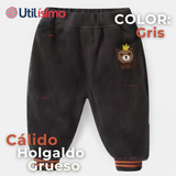 Buzo Cotelé Bebé Niño Forrado en Polar Gris Pantalón