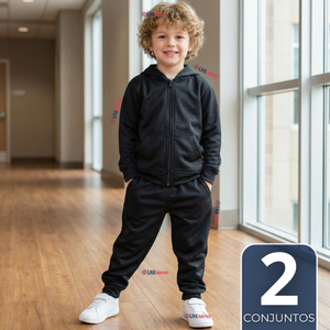 Pack 2 Conjuntos Escolares Buzo Pantalón Y Polerón Tela Sintética Niño Unisex Azul 3 a 16 años