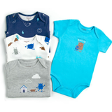 Pack 4 Bodys Niño Manga Corta Tedmimak 100% Algodón Blue Monster