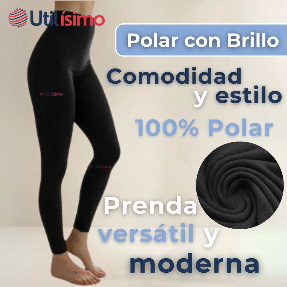 Calza Leggings Con Brillo Polar Tiro Alto Mujer