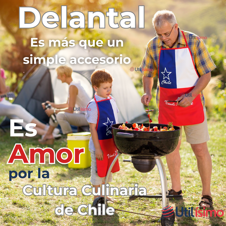 Delantal Cocina Fiestas Patrias Bandera Chilena 60X90 CM Viva Chile