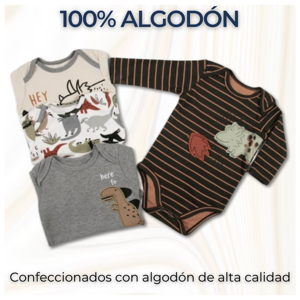 Pack 4 Bodys Bebé Niño Manga Larga Tedmimak 100% Algodón