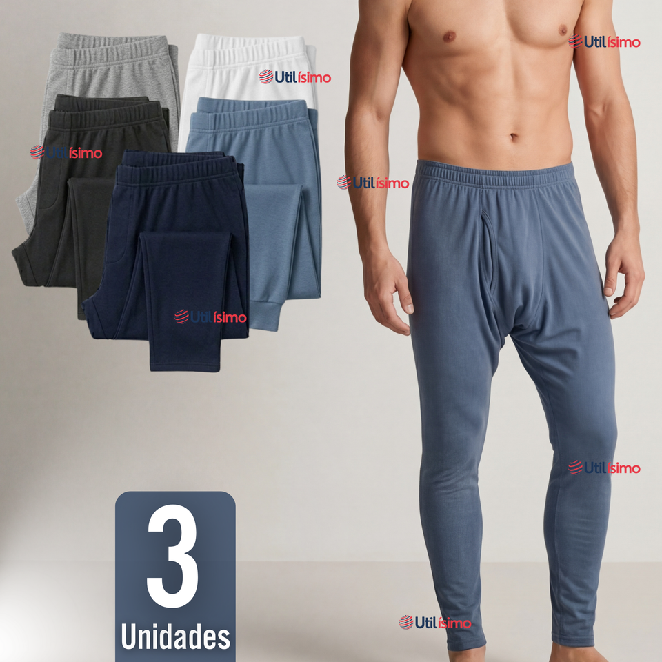 Pack 3 Calzoncillos Largos Polar Calza Hombre Invierno Primera Capa