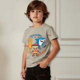Polera Brainrots 100% Algodón Manga Corta Niño Tralalero Beige