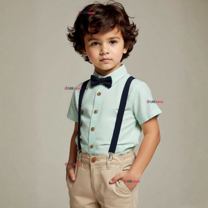 Conjunto de Vestir con Tirantes Camisa Pantalón Corto Algodón Niño