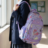 Mochila Escolar Con Estuche 43cm Tela Oxford Lila Niña