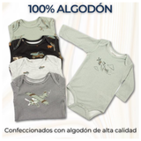 Pack 5 Bodys Bebé Niño Manga Larga Tedmimak 100% Algodón