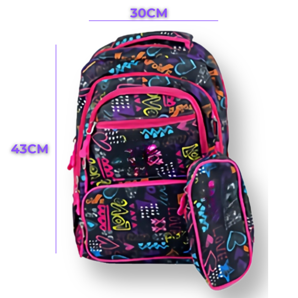 Mochila Con Lonchera Y Estuche 45CM Diseños Variados Niña