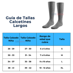 Calcetines Escolar Largo Gris 100% Bambú (1 Unidad)