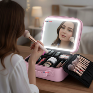 Estuche Maquillaje 2 en 1 Bolso Cosmetiquero Espejo Con Luz Led Organizador