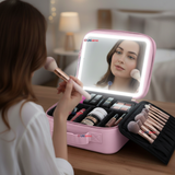 Estuche Maquillaje 2 en 1 Bolso Cosmetiquero Espejo Con Luz Led Organizador