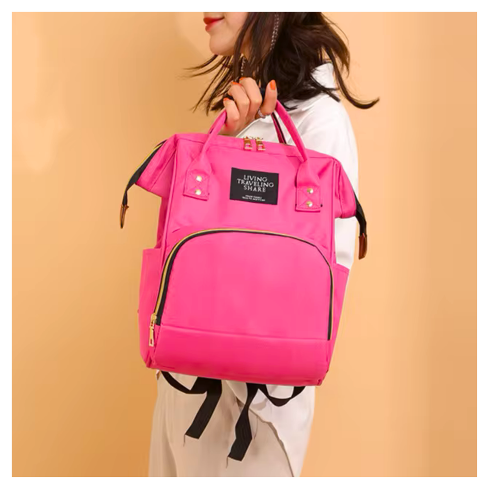 Mochila Maternal Bolso Pañalera Nylon Bebé Diseño Unicolor Térmica e Impermeable