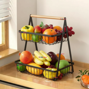 Frutero De Mesa Organizador Multiusos 2 Niveles Negro