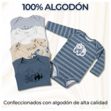Pack 5 Bodys Bebé Niño Manga Larga Tedmimak 100% Algodón