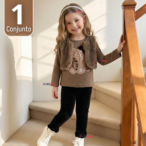 Conjunto Buzo Polera Chaleco 3 Piezas Niña Tedmimak Pretty Bear