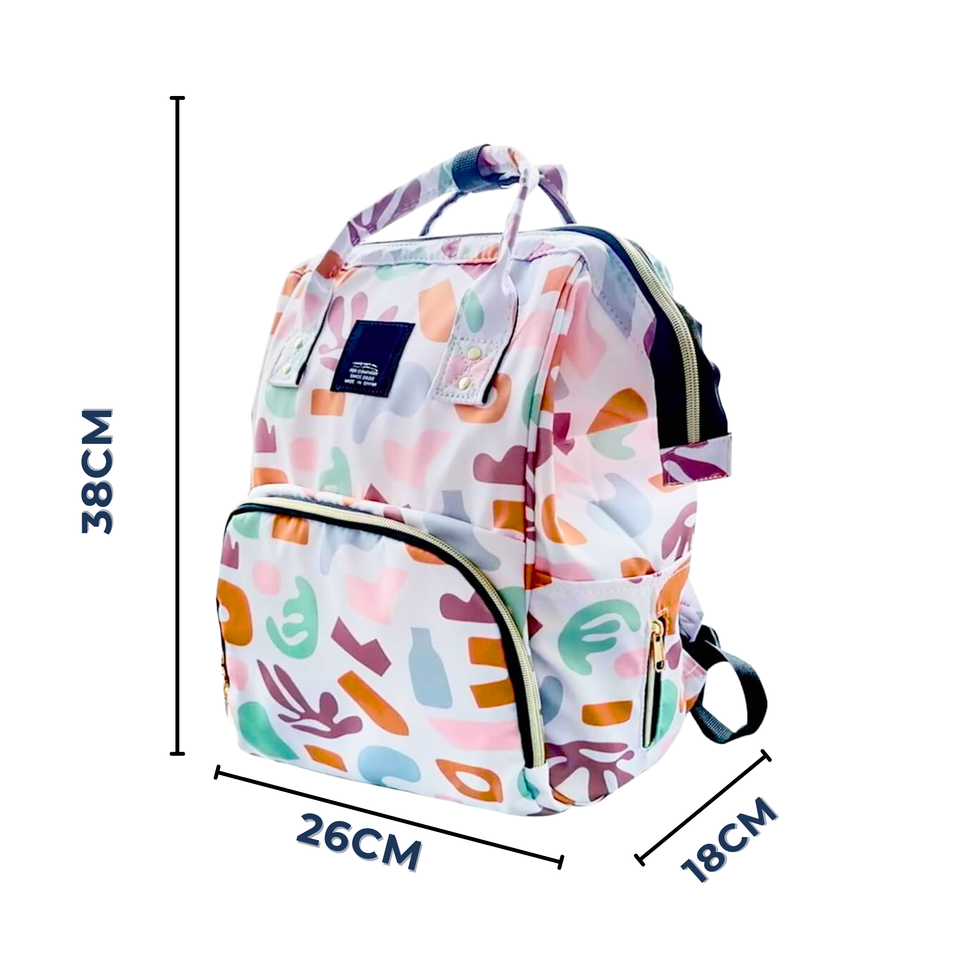 Mochila Maternal Oxford Bolso Pañalera Infantil Diseño Estampado Térmica e Impermeable