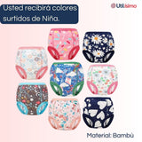Pack 3 Calzón Pantys Niña Entrenamiento Algodón Absorbente Transpirable Cintura Elástica