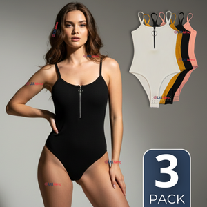 Pack 3 Bodys Con Cierre Delantero Sin Mangas Ligero Sutil Colores Surtidos Mujer