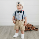 Conjunto De Vestir Con Tirantes Camisa Pantalón Corto Algodón Niño