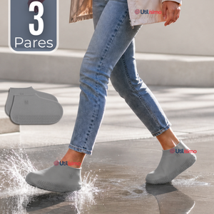 Pack 3 Pares Fundas Cubre Zapatos Gris Impermeable Surtidas Silicona Antideslizante