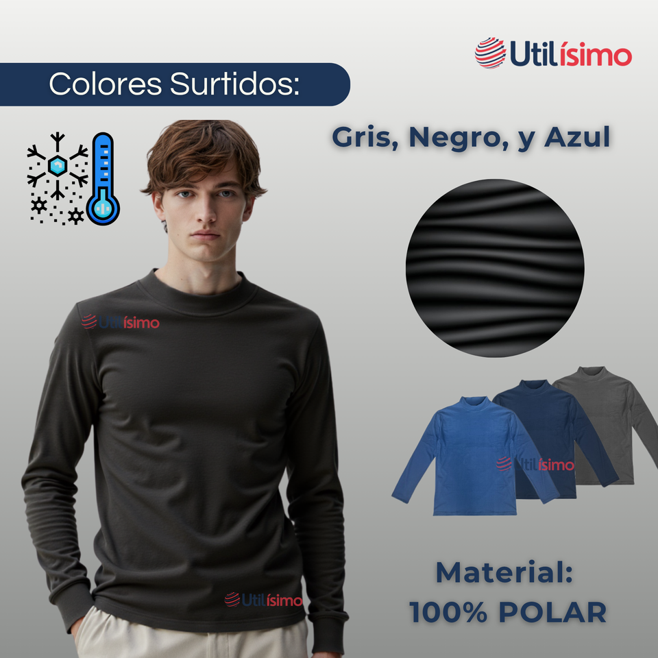Pack 3 Camiseta Polar Cuello Alto Beatle Hombre Primera Capa Polera Surtido