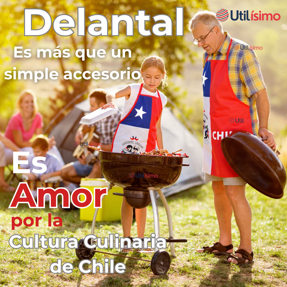 Delantal Cocina Chile Fiestas Patrias Bandera Chilena 60X90 CM Condorito