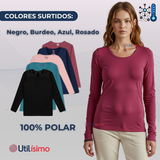 Camiseta Polar Mujer Cuello Redondo Manga Larga Surtido