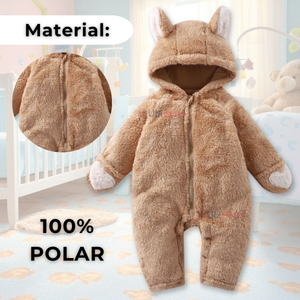 Enterito Osito Polar Con Capucha Marron Bebé