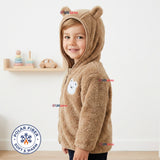 Polerón Con Capucha Forro Polar Bebe Niño Oso Abrigo Invierno