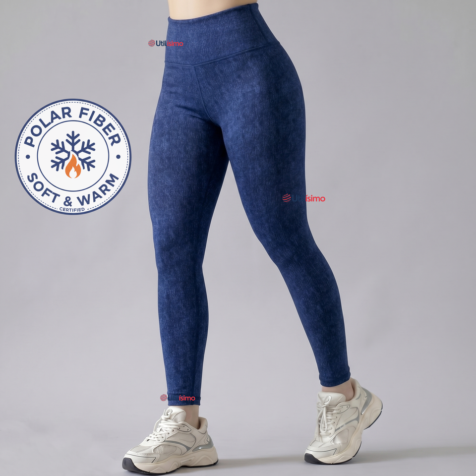 Calza Polar Con Chiporro Térmica Mujer Elásticada Azul Jeans