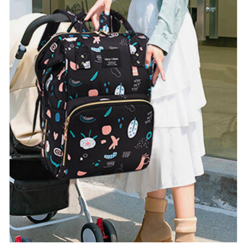 Mochila Maternal Oxford Bolso Pañalera Infantil Diseño Estampado Térmica e Impermeable