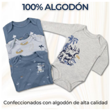 Pack 4 Bodys Bebé Niño Manga Larga Tedmimak 100% Algodón