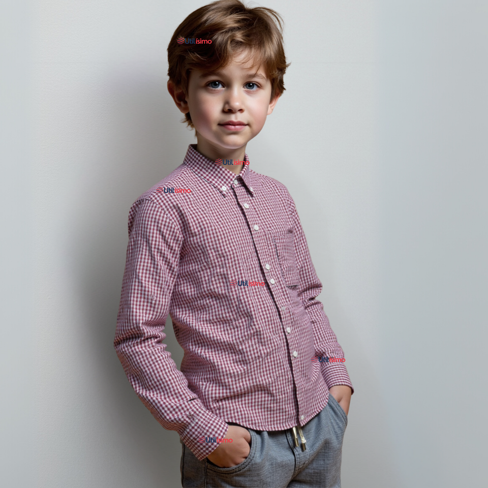 Camisa Huaso Cuadrillé Cuadro Manga Larga 100% Algodón Rojo Negro Casual