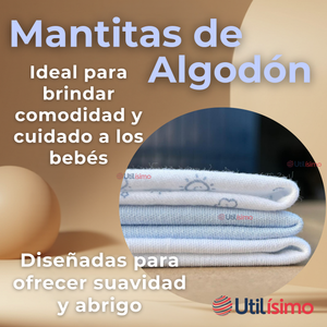 Set 3 Tutos Pañales Mantas 100% Algodón Para Bebés Niños