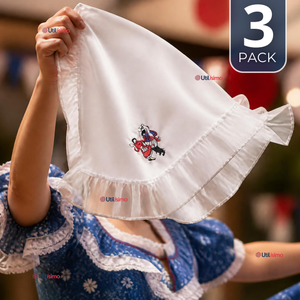 Pack 3 Pañuelos Baile Cueca 28cm Con Vuelo Pareja Bailando Algodón Fiestas Patrias