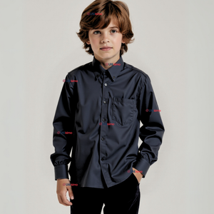 Camisa Casual De Vestir Manga Larga Cuello Americano 100% Algodón Negro