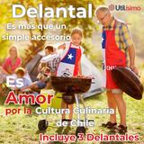 Pack 3 Delantal Cocina Chile Fiestas Patrias Bandera Chilena 60X90 CM Condorito