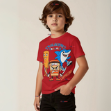 Polera Brainrots 100% Algodón Manga Corta Niño Tralalero Rojo