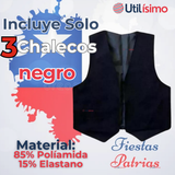 Pack 3 Chaleco Bolero Nortino Niño Fiestas Patrias Negro