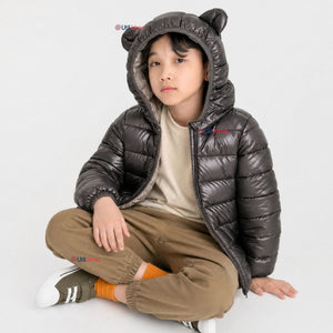 Parka Bebé Niño Negra Térmica Acolchada Con Orejitas Black Winter
