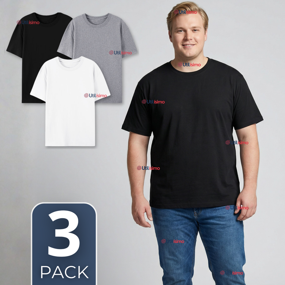 Pack 3 Camisetas Poleras 100% Algodón Básica Lisa Elástica Hombre Colores Surtidos