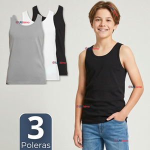 Pack 3 Camisetas Poleras Algodón Primera Capa Basica Manga Corta Colores Surtidos Niño